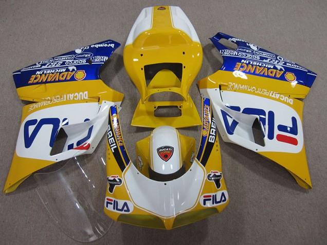 Amarillo Blanco Fila Carenado Ducati 748 1993-2005 Amarillo Blanco Fila Carenado Ducati 748 1993-2005