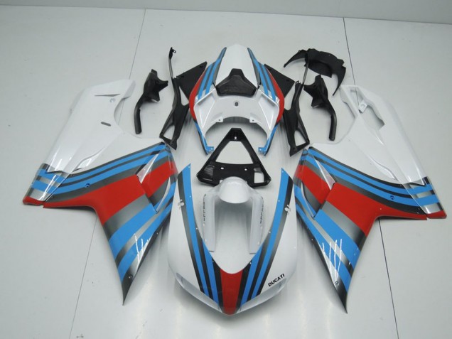 Azul Blanco Rojo Carenado Ducati 848 1098 1198 2007-2014 Azul Blanco Rojo Carenado Ducati 848 1098 1198 2007-2014