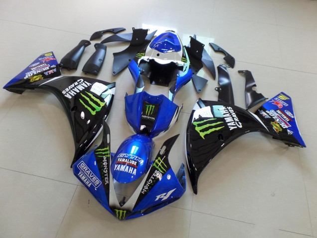 Azul Negro Monster ABS Plástico Yamaha R1 2009-2011 Azul Negro Monster ABS Plástico Yamaha R1 2009-2011