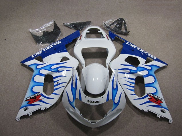 Blanco Azul Llama Carenado Suzuki GSXR 750 K1 K2 K3 2001-2003 Blanco Azul Llama Carenado Suzuki GSXR 750 K1 K2 K3 2001-2003