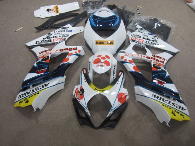Blanco Azul Oscuro Dog Carenado Suzuki GSXR 1000 K7 2007-2008 Blanco Azul Oscuro Dog Carenado Suzuki GSXR 1000 K7 2007-2008