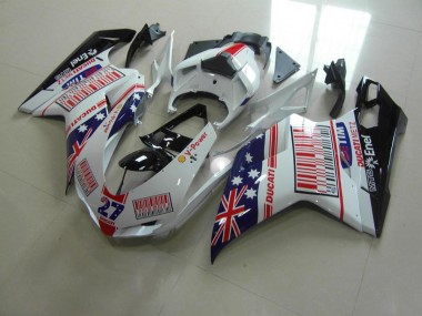 Blanco Azul Rojo Carenado Ducati 848 1098 1198 2007-2014