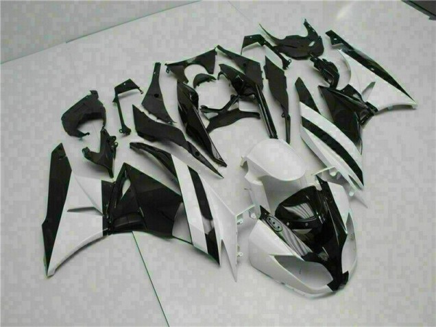 Blanco Negro ABS Plástica Kawasaki ZX6R 2009-2012 Blanco Negro ABS Plástica Kawasaki ZX6R 2009-2012