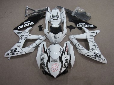 Blanco Negro Corona Extra Motul 8 Carenado Suzuki GSXR 600 K8 2008-2010
