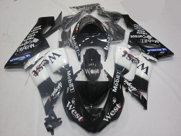 Blanco Negro Kit Carenado Kawasaki ZX6R 2005-2006 Blanco Negro Kit Carenado Kawasaki ZX6R 2005-2006