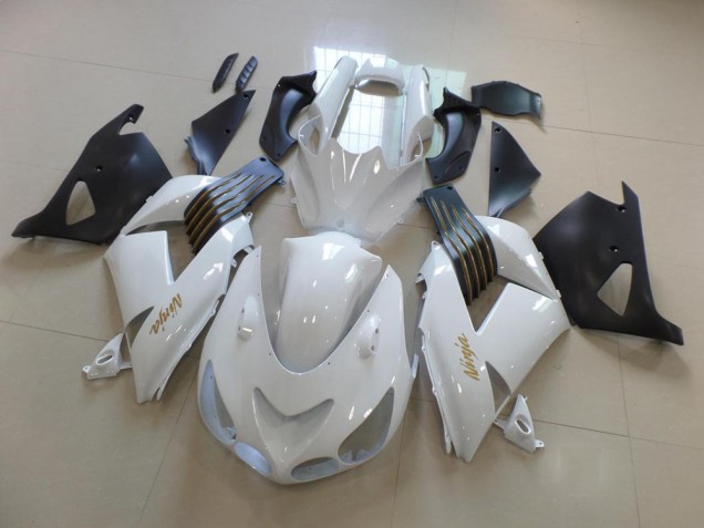 Blanco & Negro Mate Carenado Kawasaki ZX14R ZZR 1400 2006-2011 Blanco & Negro Mate Carenado Kawasaki ZX14R ZZR 1400 2006-2011