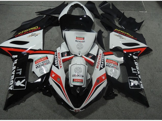 Blanco Negro Rizoma Playboy Carrocería Kawasaki ZX6R 2005-2006 Blanco Negro Rizoma Playboy Carrocería Kawasaki ZX6R 2005-2006