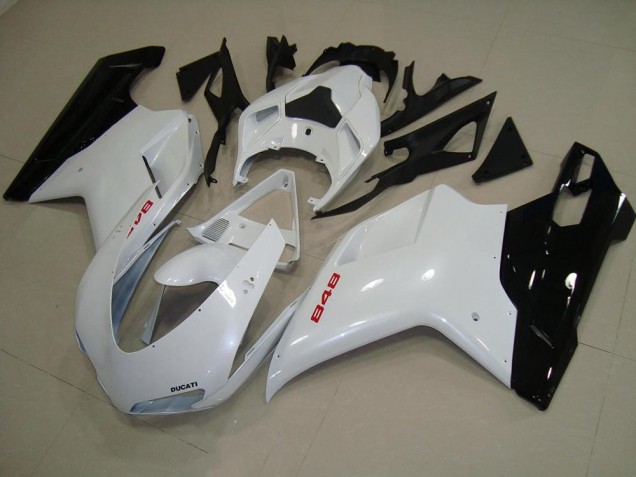 Blanco Perla Negro Carenado Ducati 848 1098 1198 2007-2014 Blanco Perla Negro Carenado Ducati 848 1098 1198 2007-2014