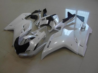 Blanco Perla Negro Raya Carenado Ducati 848 1098 1198 2007-2014