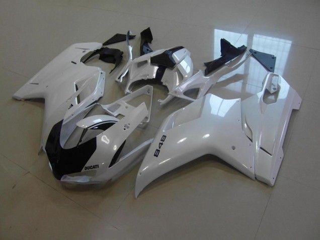 Blanco Perla Negro Raya Carenado Ducati 848 1098 1198 2007-2014 Blanco Perla Negro Raya Carenado Ducati 848 1098 1198 2007-2014