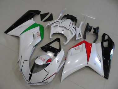 Blanco Perla con Italy Flag Carenado Ducati 848 1098 1198 2007-2014
