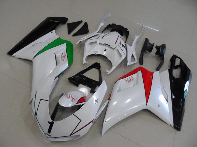 Blanco Perla con Italy Flag Carenado Ducati 848 1098 1198 2007-2014 Blanco Perla con Italy Flag Carenado Ducati 848 1098 1198 2007-2014