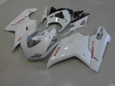 Blanco Perla con Rojo Calcomanías Carenado Ducati 848 1098 1198 2007-2014