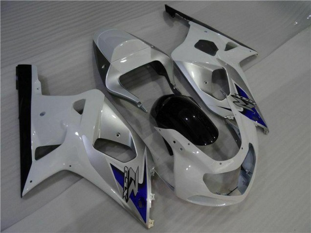 Blanco Plata Carenado Suzuki GSXR 600 / 750 K1 K2 K3 2001-2003 Blanco Plata Carenado Suzuki GSXR 600 / 750 K1 K2 K3 2001-2003