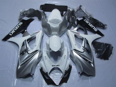 Blanco Plata Negro Carenado & Plástico Suzuki GSXR 1000 K7 2007-2008
