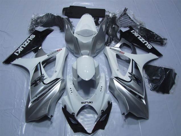Blanco Plata Negro Carenado & Plástico Suzuki GSXR 1000 K7 2007-2008 Blanco Plata Negro Carenado & Plástico Suzuki GSXR 1000 K7 2007-2008