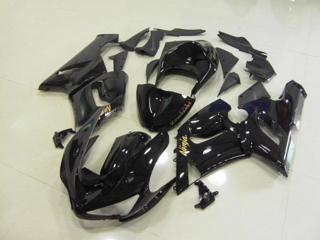 Brillante Negro Oro Calcomanías Carenado Kawasaki ZX6R 2005-2006