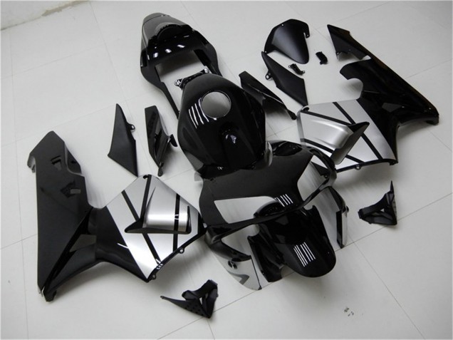 Carenados Moto Honda CBR600RR 2003-2004 - Plata Negro Brillante Raya