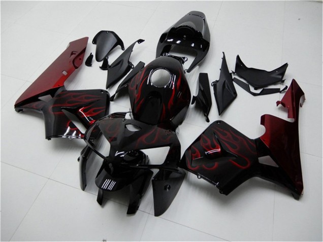Kits Carenado Moto Honda CBR600RR 2005-2006 - Negro Brillante Rojo Llama