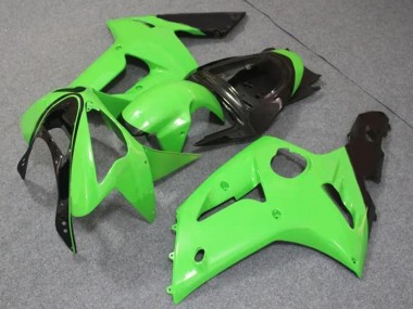 Carenados Moto Kawasaki ZX6R 2003-2004 - Verde Claro Negro Brillante
