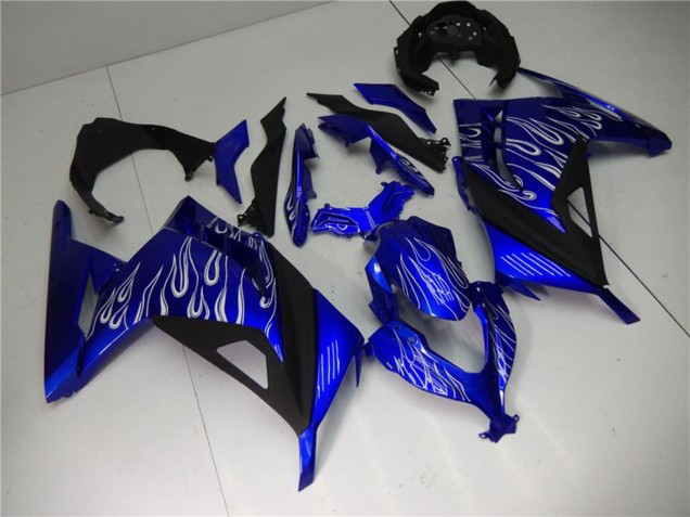 Carenados Moto Kawasaki Ninja 300 EX300R 2013-2017 - Azul Negro Blanco Llama