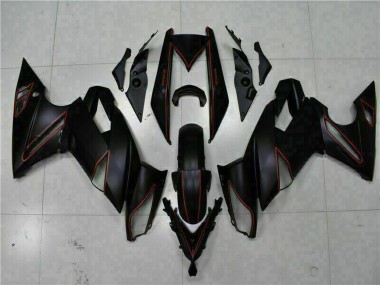 Carenados Moto Kawasaki EX650 2009-2011 - Negro Mate Rojo Raya