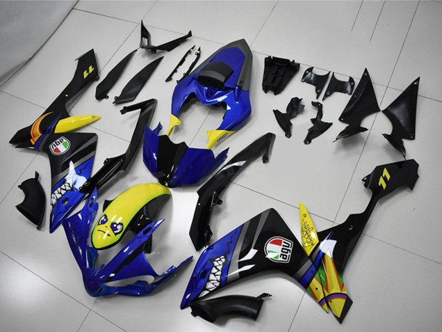 Carenados Moto Yamaha YZF R1 2007-2008 - Azul Amarillo Negro Tiburón