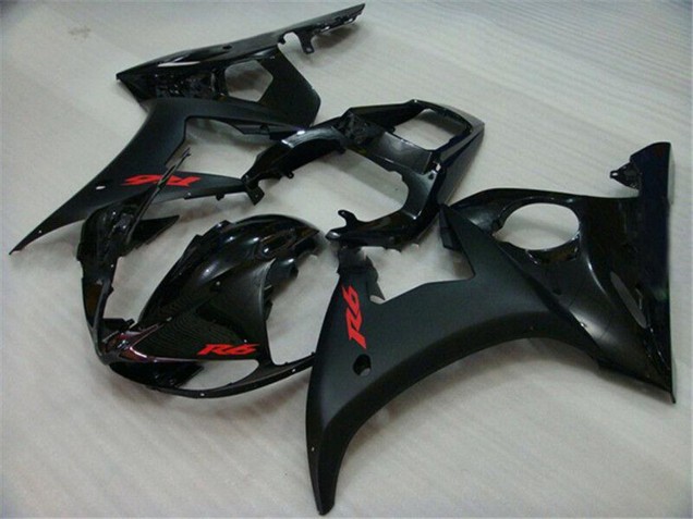 Carenados Moto Yamaha YZF R6 2003-2004 - Negro Brillante Negro Mate Rojo Calcomanías