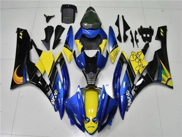 Carenados Moto Yamaha YZF R6 2006-2007 - Azul Amarillo Negro Brillante Tiburón