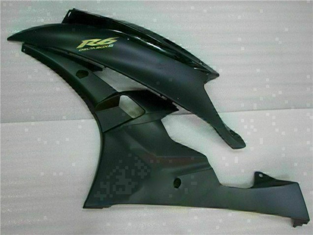 Carenados Moto Yamaha YZF R6 2006-2007 - Negro Brillante Negro Mate Oro Calcomanías