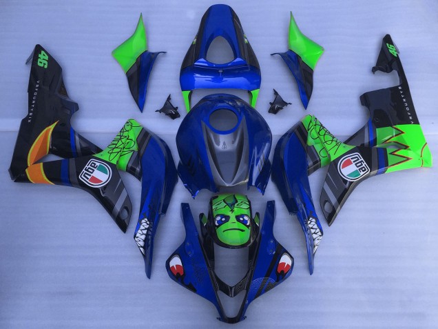 Carenados Moto Honda CBR600RR 2007-2008 - Azul Verde Negro Brillante Tiburón