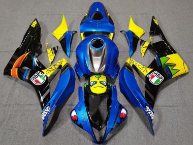 Carenados Moto Honda CBR600RR 2007-2008 - Azul Amarillo Negro Brillante Tiburón