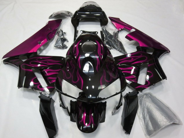 Carenado Moto Honda CBR600RR 2003-2004 - Negro Brillante Púrpura Llama