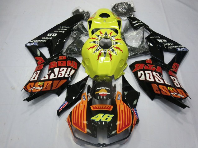 Carenados Moto Honda CBR600RR 2013-2026 - Amarillo Naranja Negro Brillante Rossi 46