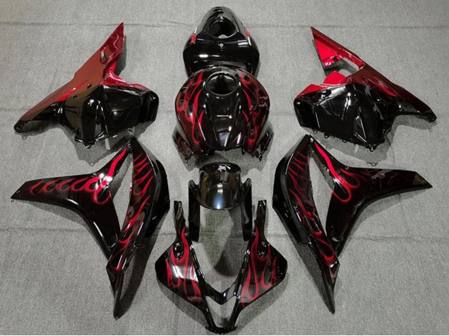 Carenados Moto Honda CBR600RR 2009-2012 - Negro Brillante Rojo Llama