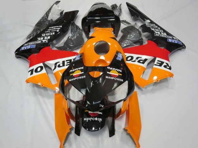 Carenados Moto Honda CBR600RR 2005-2006 - Naranja Blanco Rojo Negro Brillante Repsol Man Power