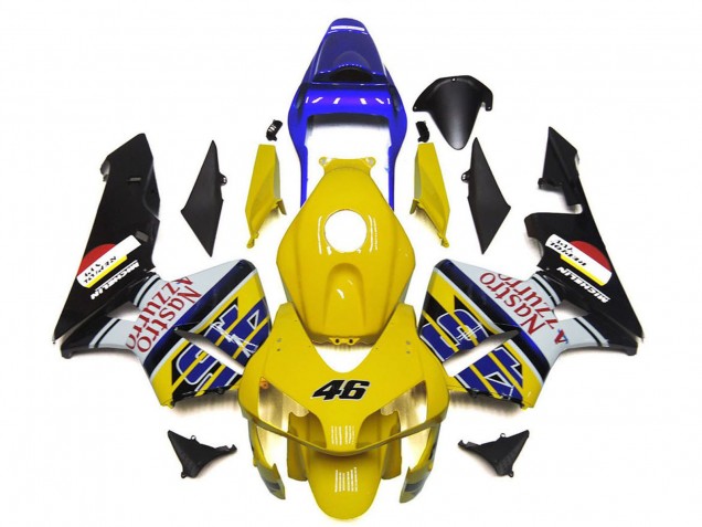Carenados Moto Honda CBR600RR 2003-2004 - Amarillo Azul Blanco Negro Brillante Nastro Azzurro 46