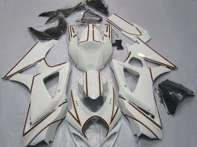 Carenados Moto Suzuki GSXR 1000 2007-2008 - Blanco Brillante Naranja Pinstripe
