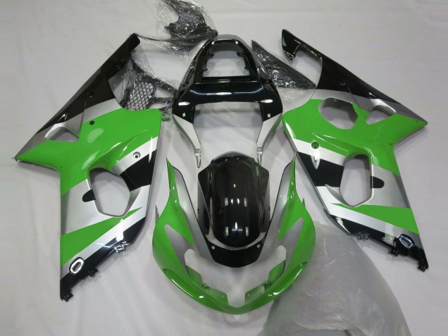 Carenados Moto Suzuki GSXR 1000 2000-2002 - Verde Plata Negro Brillante OEM Estilo