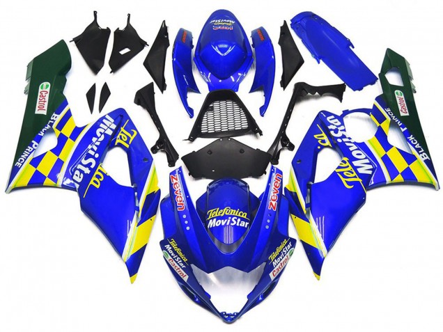 Carenados Moto Suzuki GSXR 1000 2005-2006 - Azul Amarillo Verde MoviStar Castrol