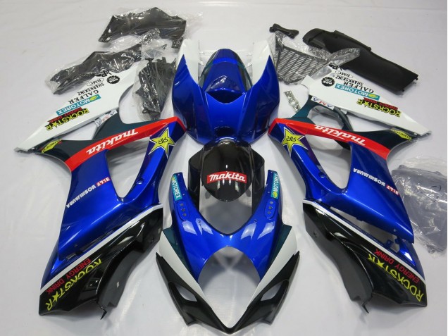 Carenado Moto Suzuki GSXR 1000 2007-2008 - Blanco Azul Rojo Negro Rockstar