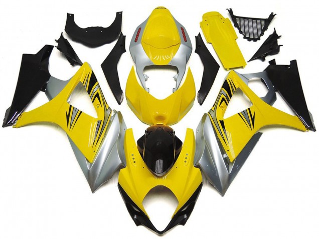 Carenados Moto Suzuki GSXR 1000 2007-2008 - Amarillo Plata Negro OEM Estilo