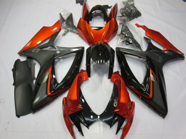 Carenados Moto Suzuki GSXR 600 / GSXR 750 2006-2007 - Burnt Naranja Gris Negro Brillante