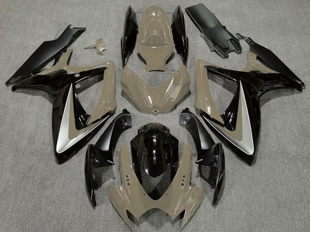 Carenados Moto Suzuki GSXR 600 / GSXR 750 2006-2007 - Bronceado del Desierto Plata Negro Brillante OEM Estilo
