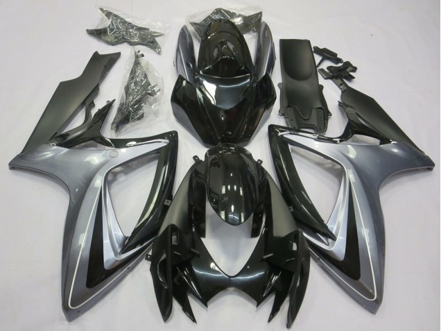 Carenados Moto Suzuki GSXR 600 / GSXR 750 2006-2007 - Plata Negro Brillante Negro Mate