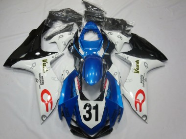 Carenados Moto Suzuki GSXR 600 / GSXR 750 2011-2024 - Blanco Azul Negro Brillante Vesrah 31