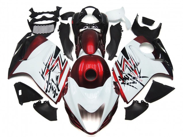 Carenados Moto Suzuki GSXR 1300 2008-2020 - Blanco Brillante Rojo Profundo