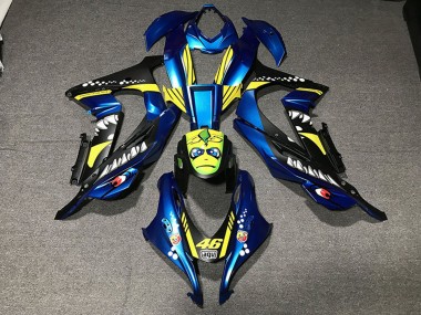 Carenados Moto Kawasaki ZX10R 2016-2020 - Azul Metalizado Amarillo Tiburón 46