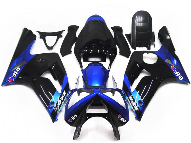 Carenados Moto Kawasaki ZX6R 2003-2004 - Azul Negro Brillante Elf