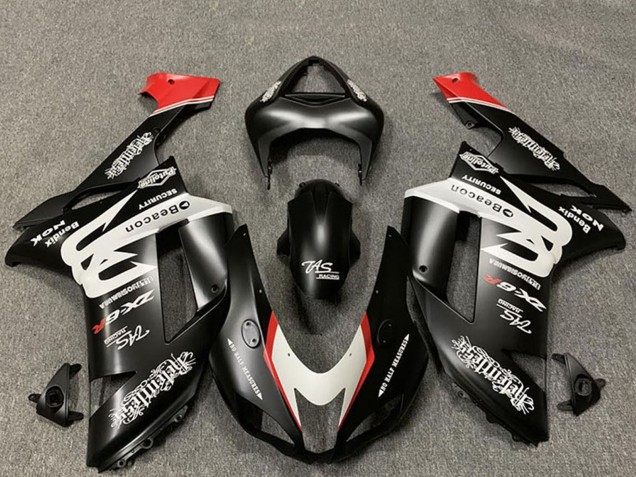 Carenados Moto Kawasaki ZX6R 2007-2008 - Negro Mate Blanco Rojo